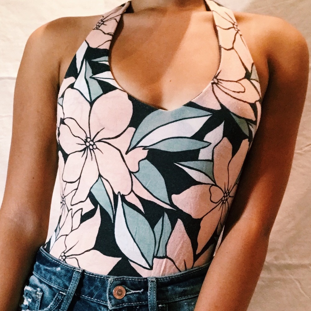 Light Pink Floral Bodysuit
